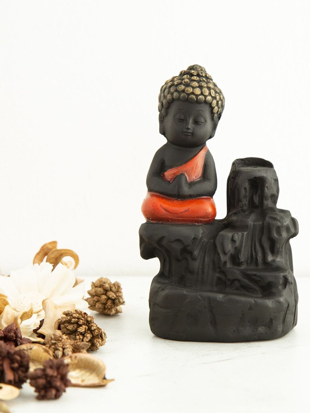 Home Centre Black & Orange Corsica Buddha Figurine With T-Light Holder Price in India