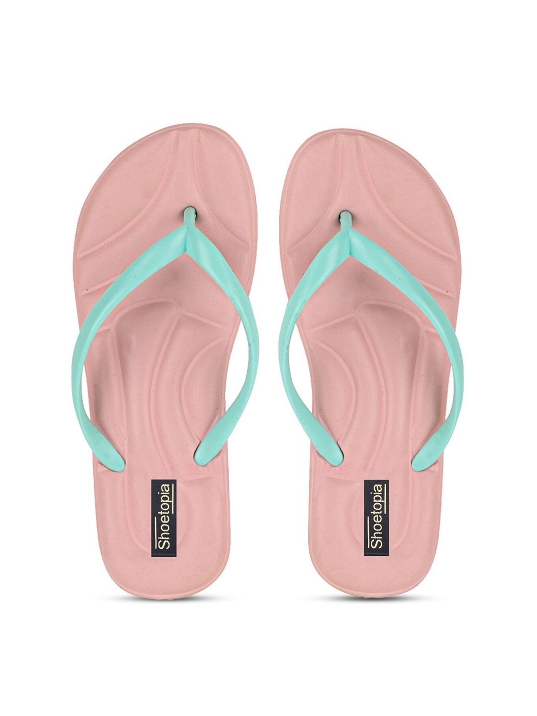 Shoetopia Women Sea Green & Pink Thong Flip-Flops Price in India