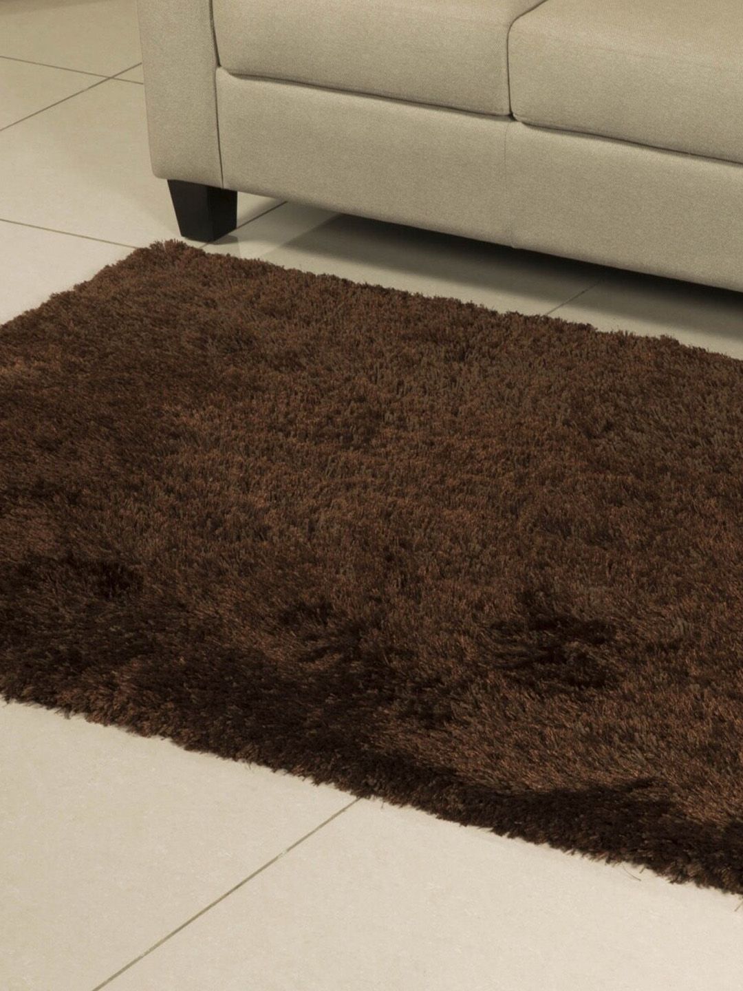Home Centre Brown Solid Eyelash Shaggy Anti-Skid Tufted Carpet Price in India