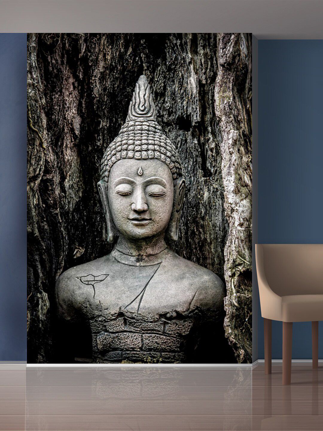 999Store Grey Meditating Buddha Mural Wallpaper Price in India