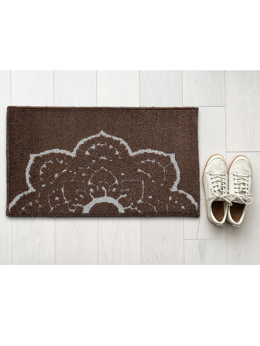 Saral Home Brown Printed Cotton Anti Slip Doormats