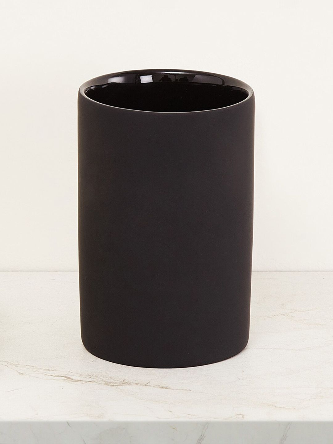 Home Centre Black Solid Ceramic Glossy Toothbrush Holder Price in India