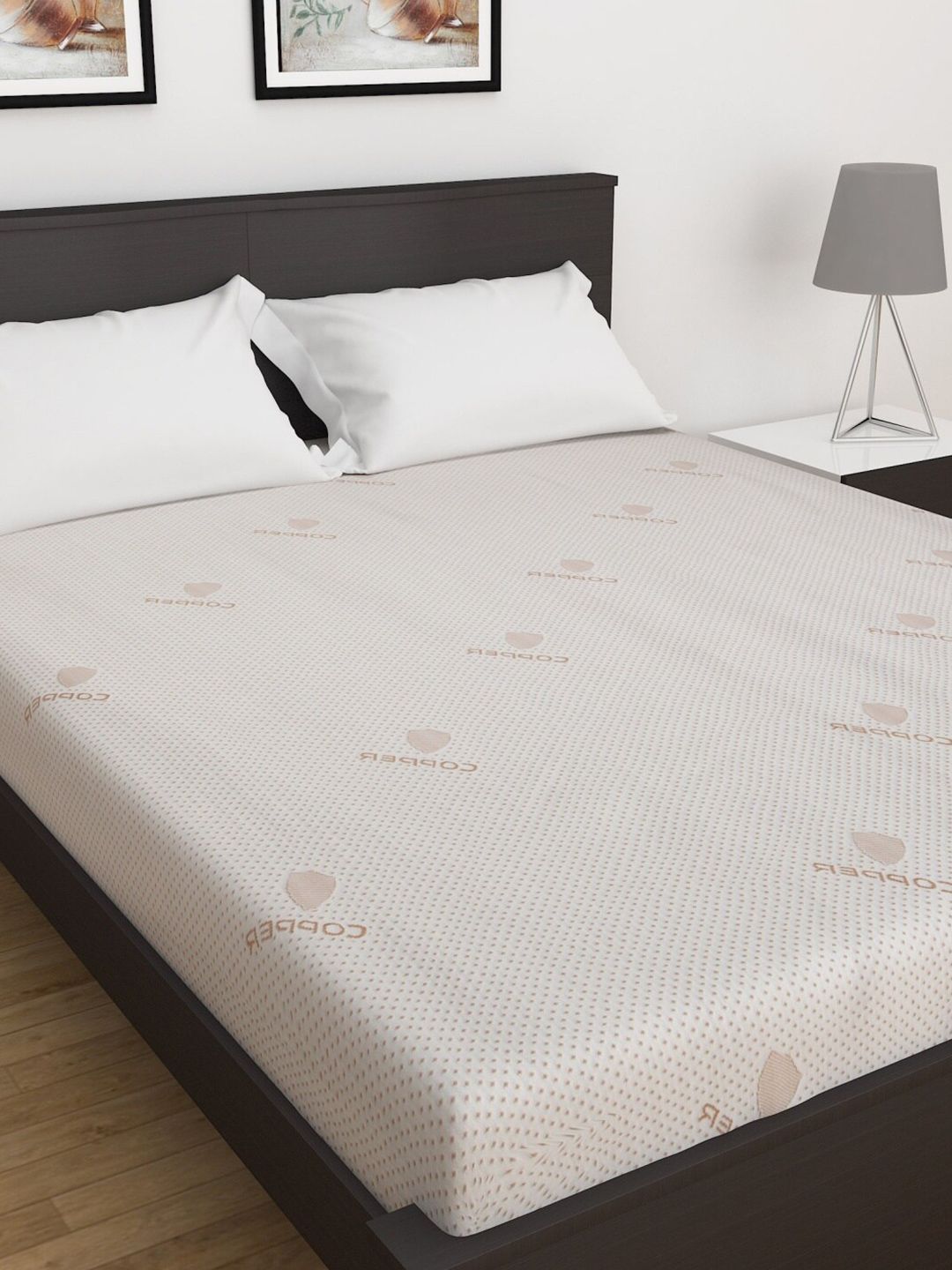 Home Centre White & Beige 260 GSM Queen Size Mattress Topper Price in India