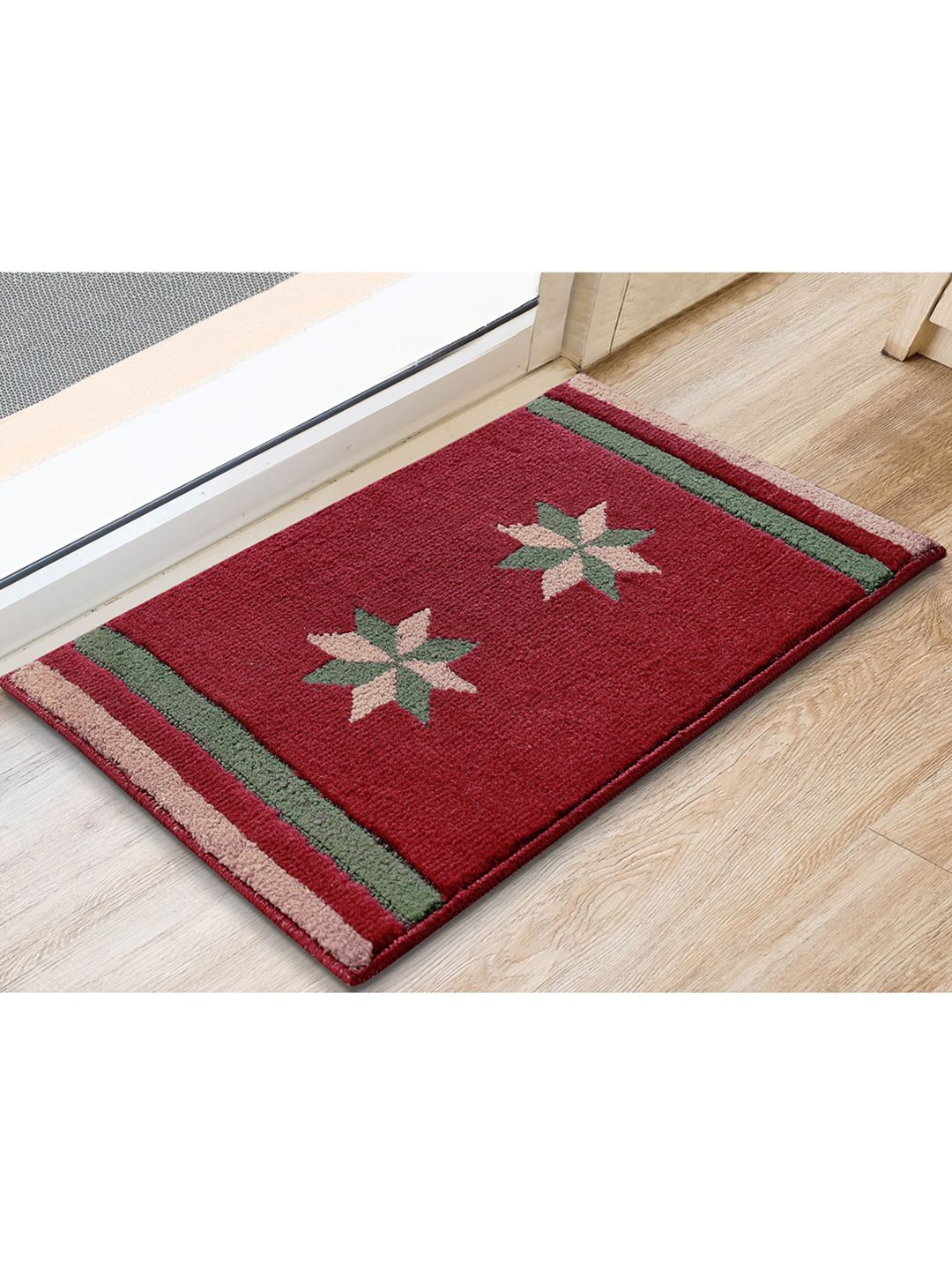 Saral Home Brown & Off White Textured Cotton Anti Slip Doormats