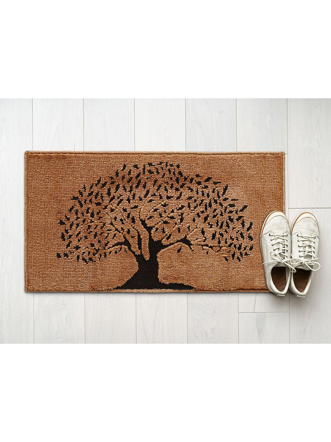 Saral Home Brown & Black Printed Cotton Anti Slip Doormats