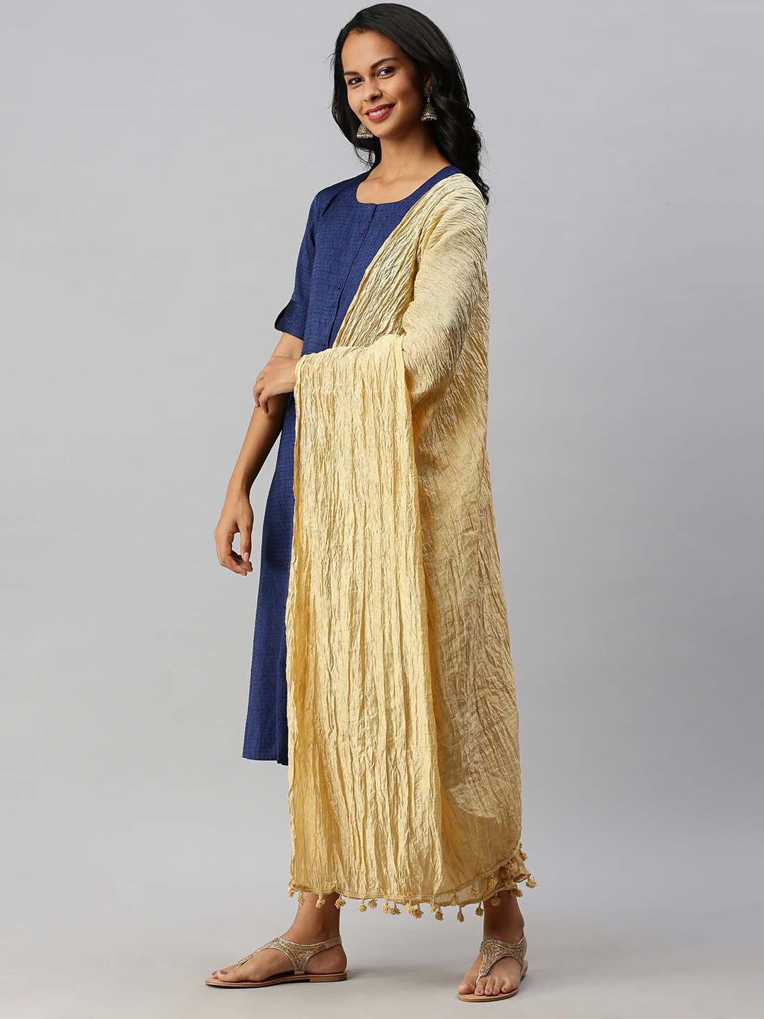 Soch Women Gold-Toned Art Silk Dupatta Price in India