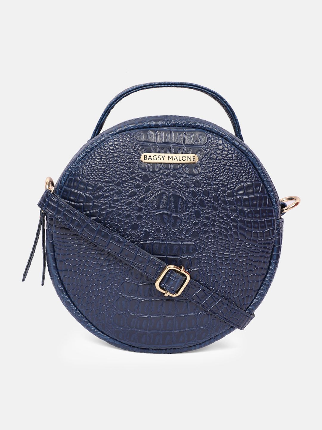 Bagsy Malone Blue Animal Textured PU Half Moon Sling Bag with Tasselled Price in India