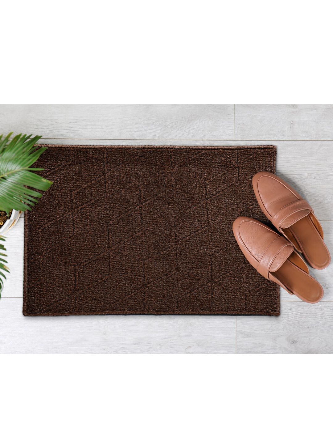 Saral Home Brown 2 Pieces Cotton Anti Slip Doormats