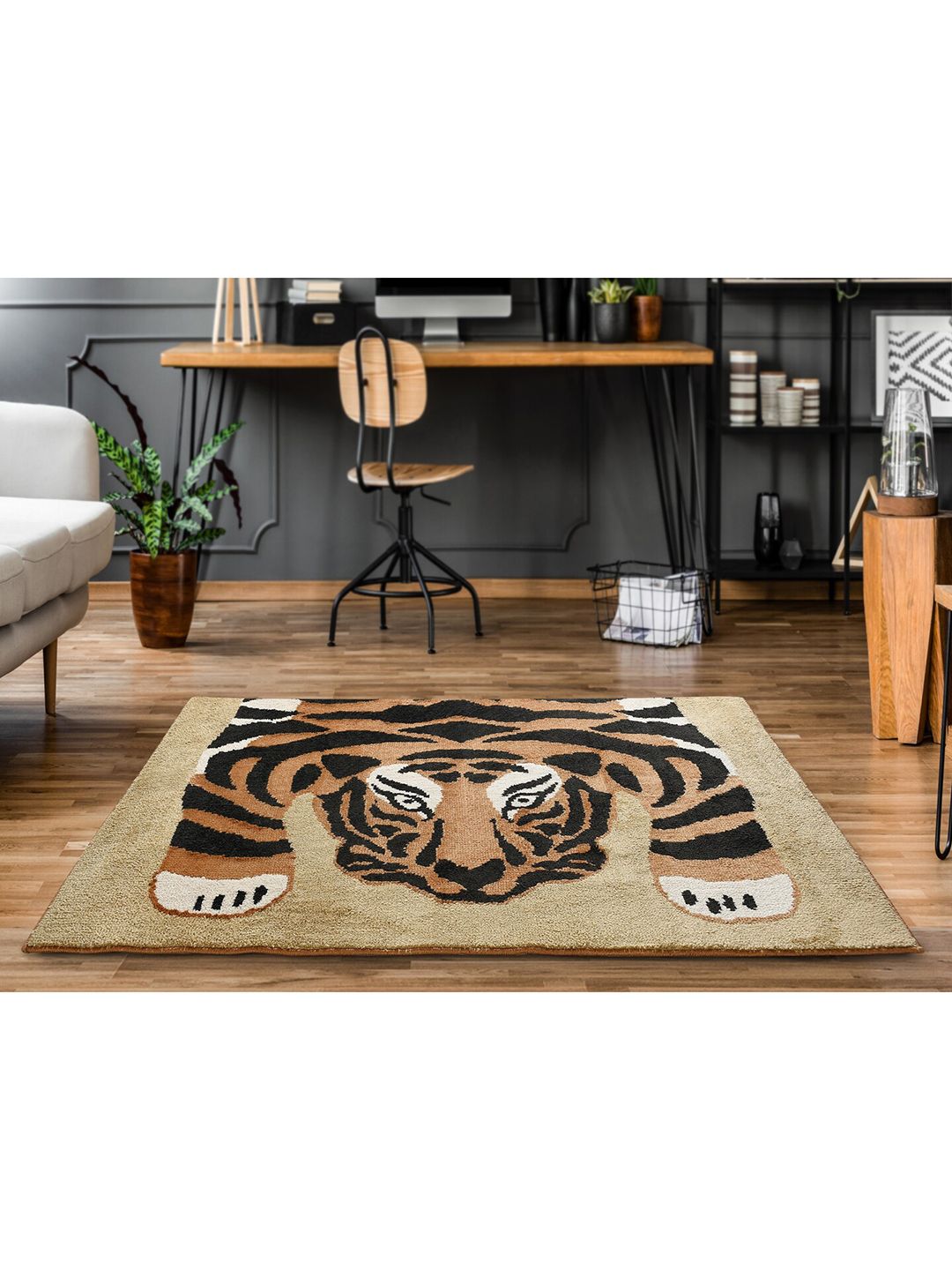 Saral Home Brown & Black Printed Cotton Anti Slip Doormats