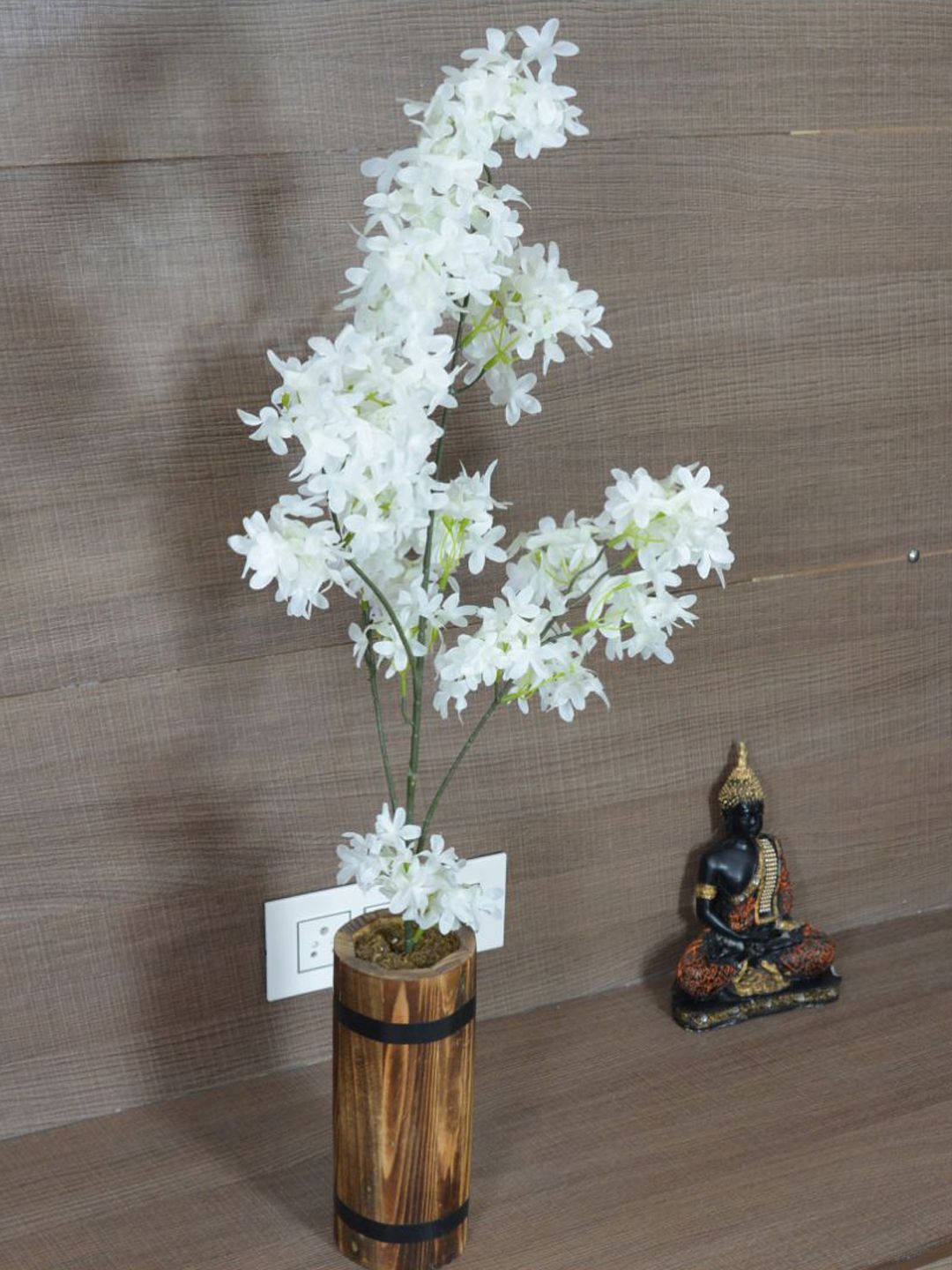 fancy mart White & Brown Artificial Rosmarinus Stick In Wood Long Pot Price in India