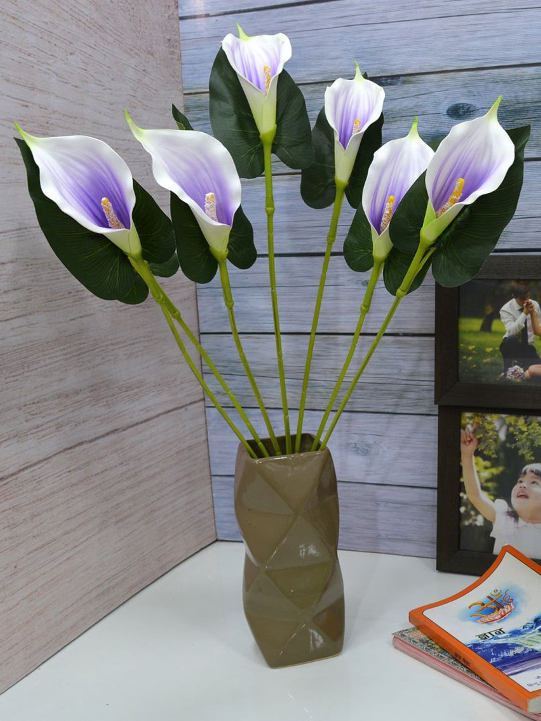fancy mart Blue & White Artificial Calla Lilly Bunch Without Pot Price in India