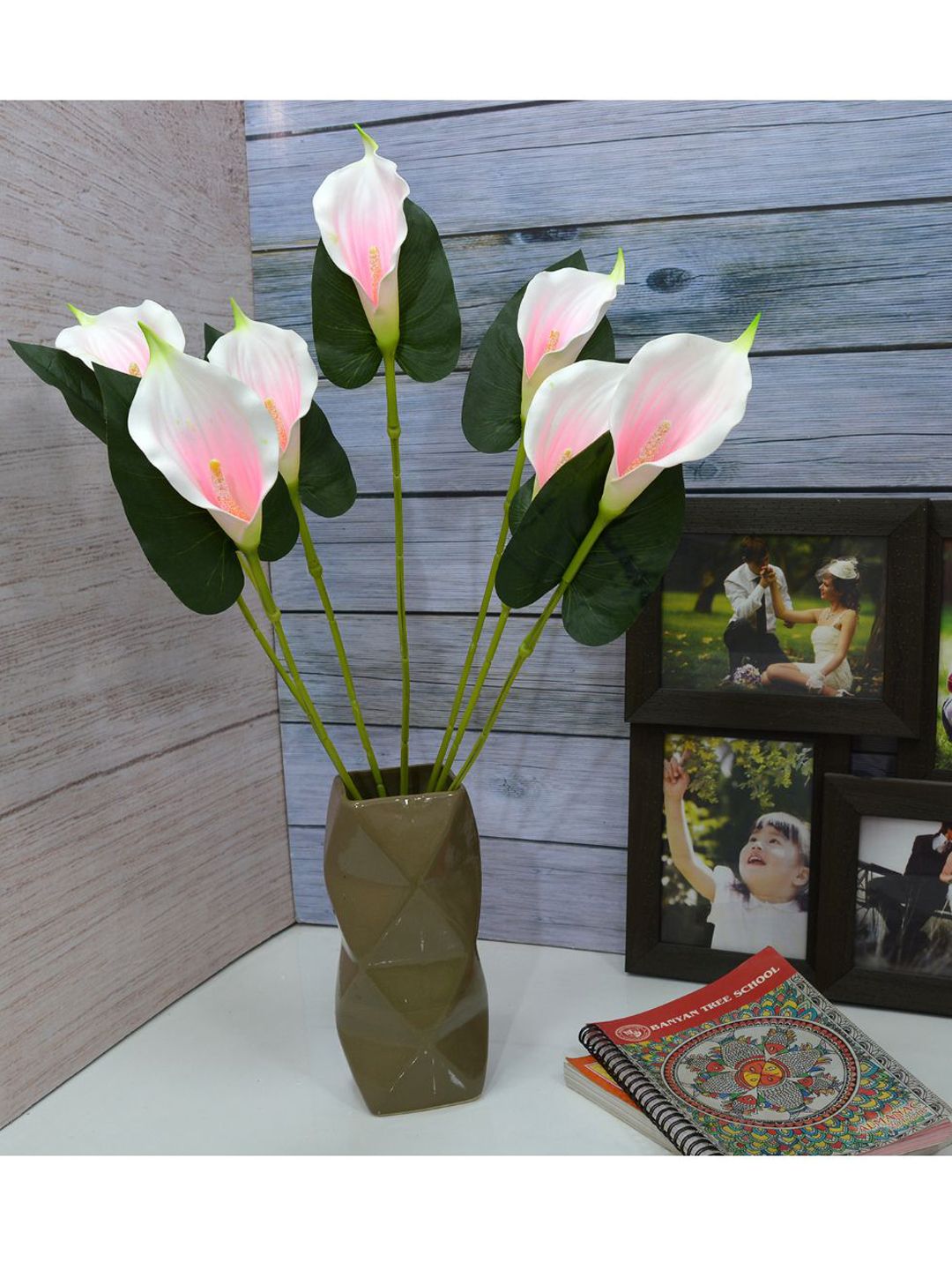 fancy mart Pink & White Artificial Calla Lilly Bunch Price in India