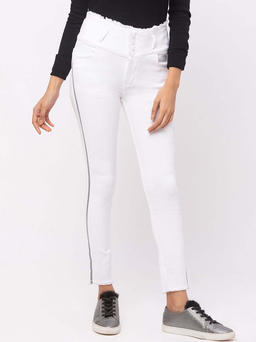 ZOLA Women White Slim Fit High-Rise Jeans Price in India