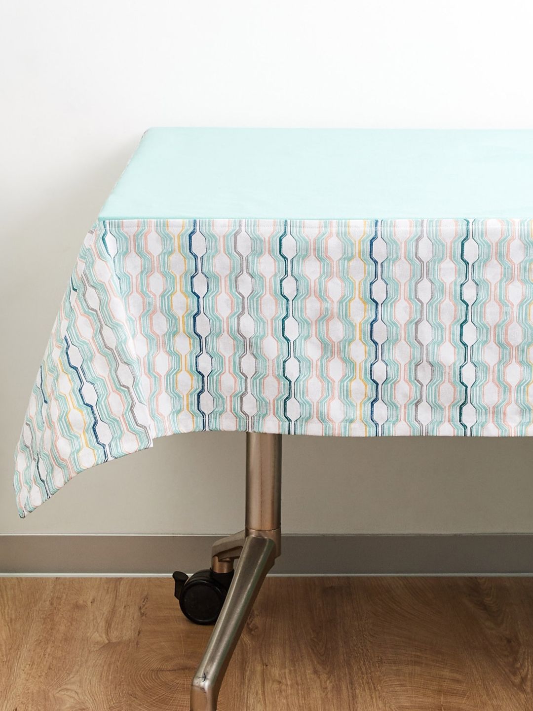Home Centre Turquoise Blue & White Mandarin Blossom Printed Cotton 6-Seater Table Cloth Price in India