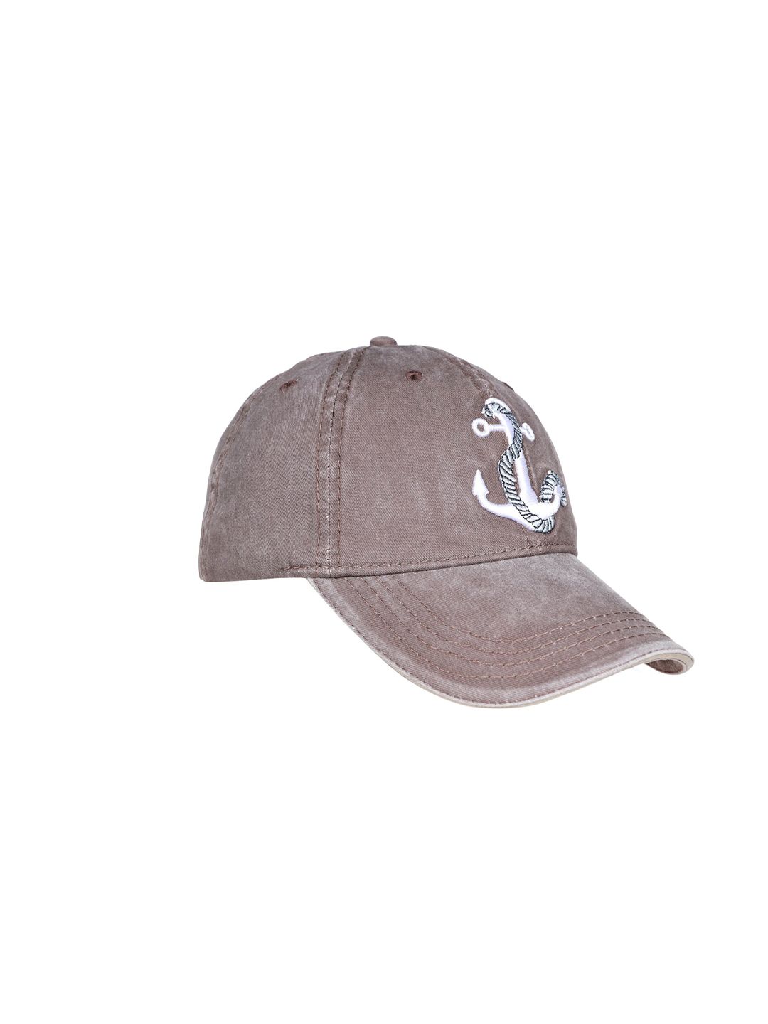 FabSeasons Brown & White Cotton Denim Baseball Cap Price in India