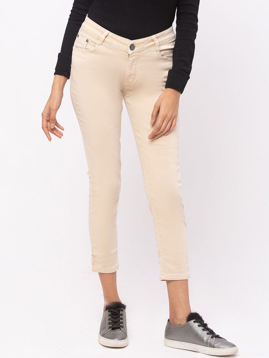 ZOLA Women Khaki Slim Calf Length Fit High-Rise Stretchable Jeans Price in India