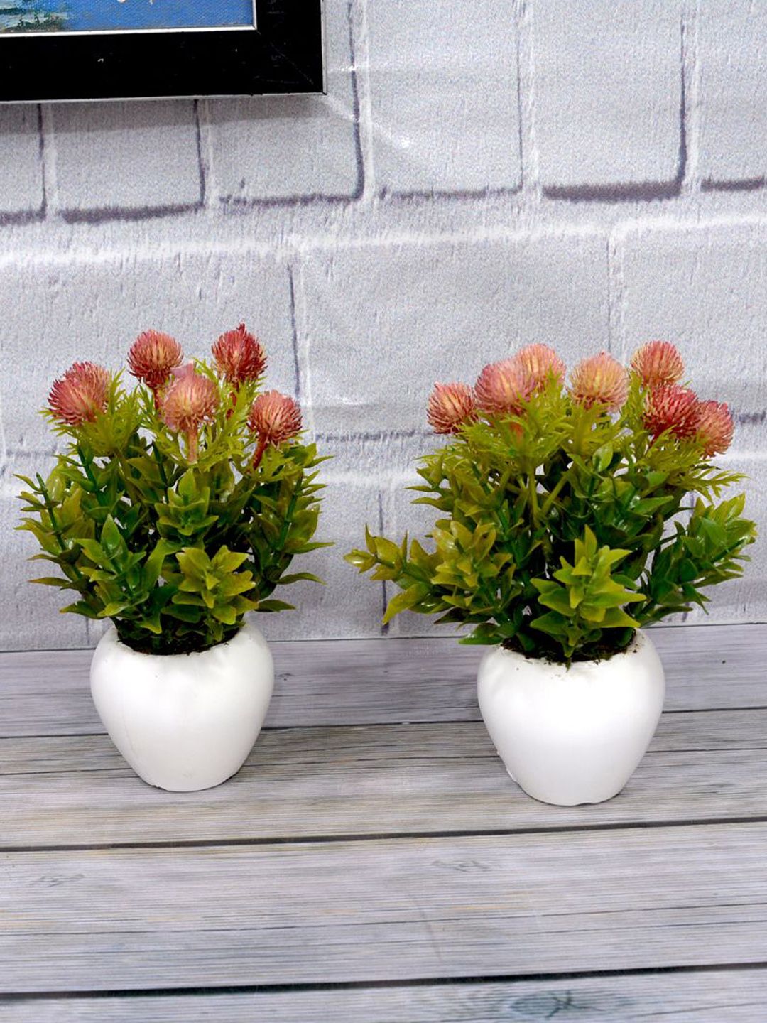 fancy mart Set Of 2 Green & Pink Artificial Formosan Plants With Pot Price in India