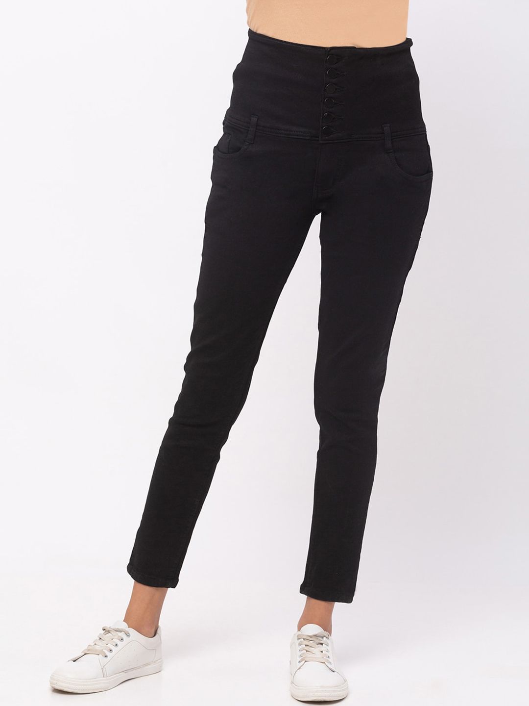 ZOLA Women Black Slim Fit High-Rise Stretchable Cropped Jeans Price in India