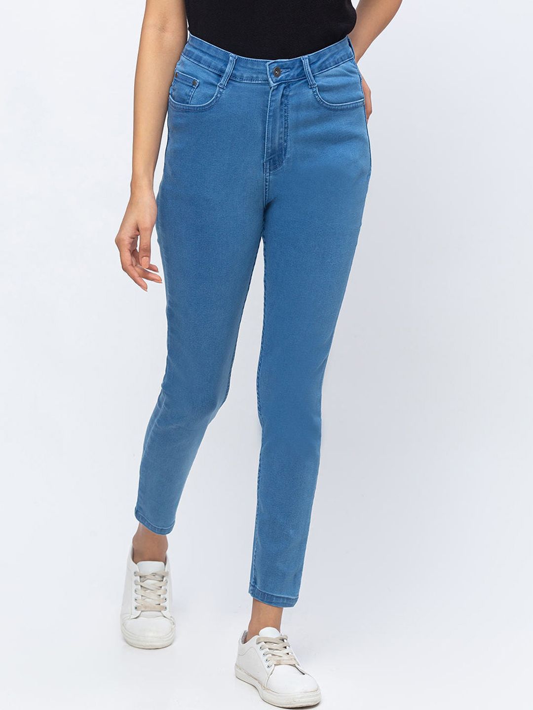 ZOLA Women Blue Pencil-Fit Cropped Jeans Price in India