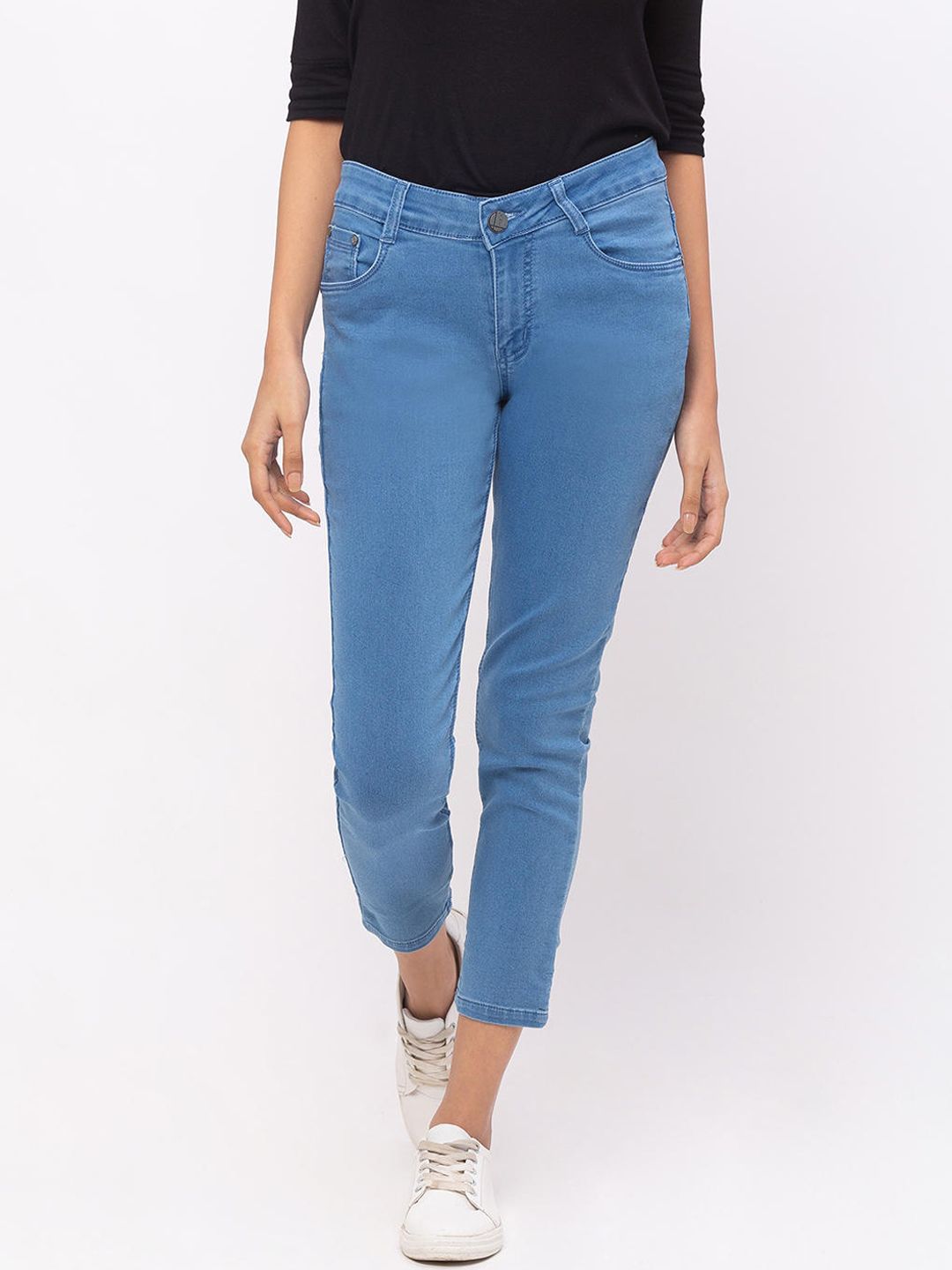 ZOLA Women Blue Slim Fit Mid-Rise Calf Length Jeans Price in India