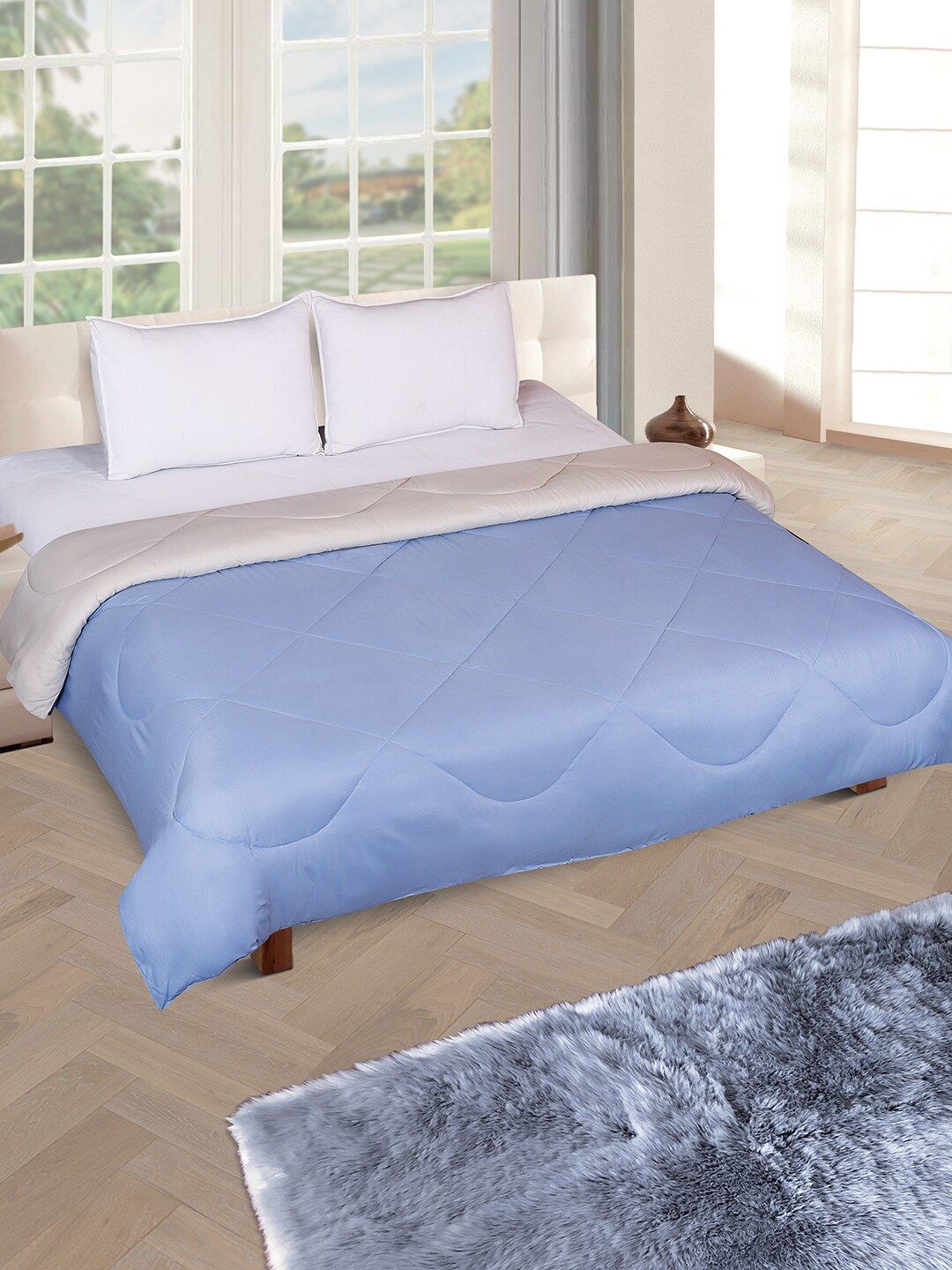 ROMEE Blue AC Room 150 GSM Cotton Double Bed Comforter Price in India
