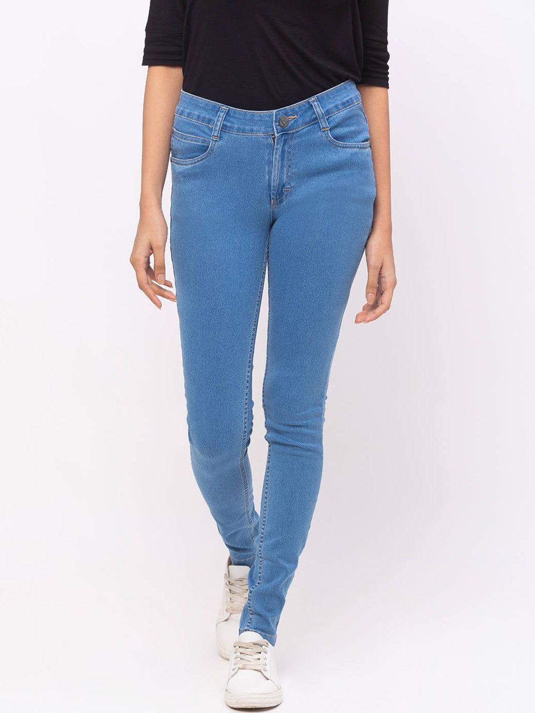 ZOLA Stone Women Blue Slim Fit Mid Waist Full Length Jeans Price in India