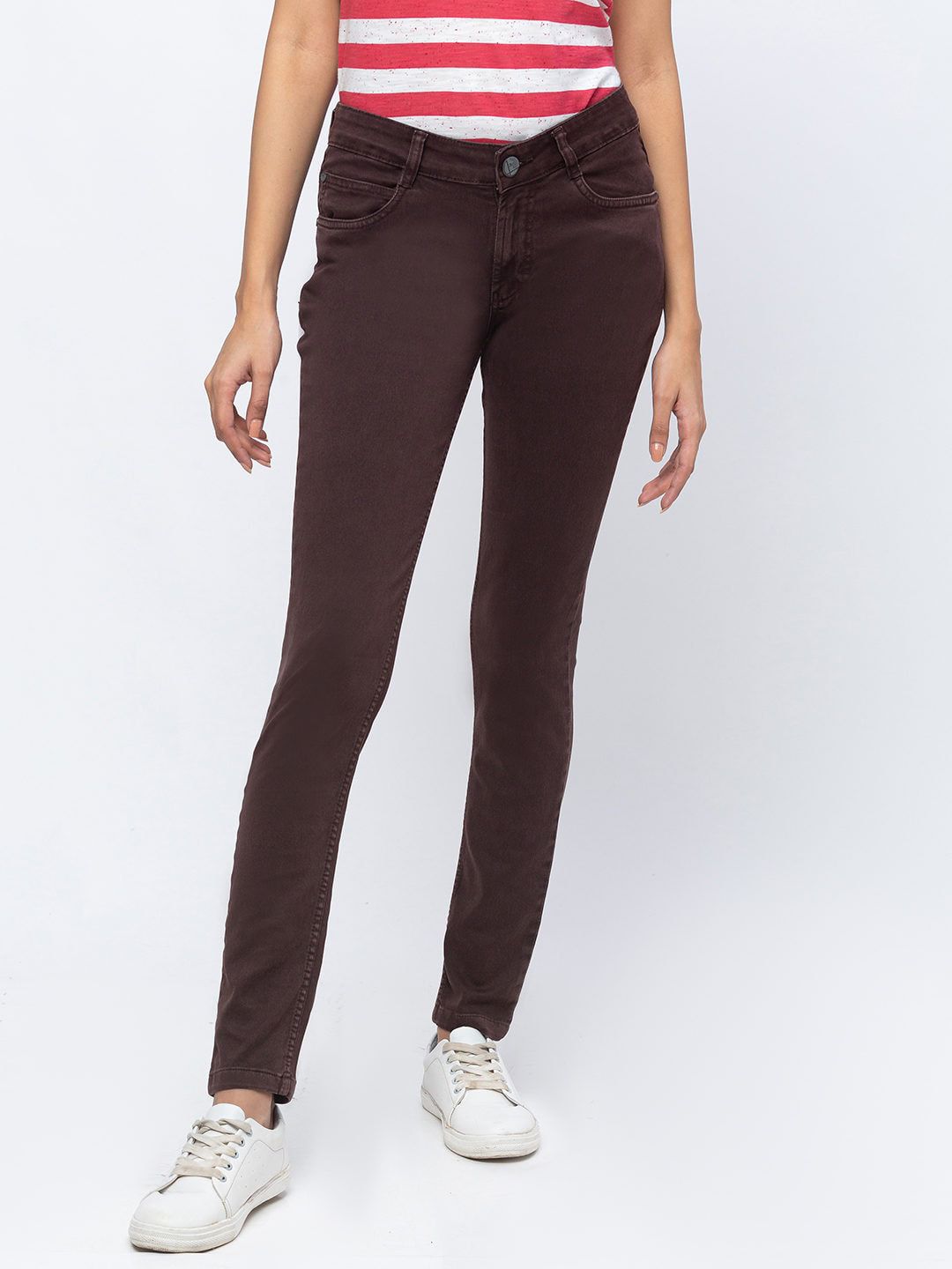 ZOLA Women Brown Coloured Slim Fit Stretchable Jeans Price in India