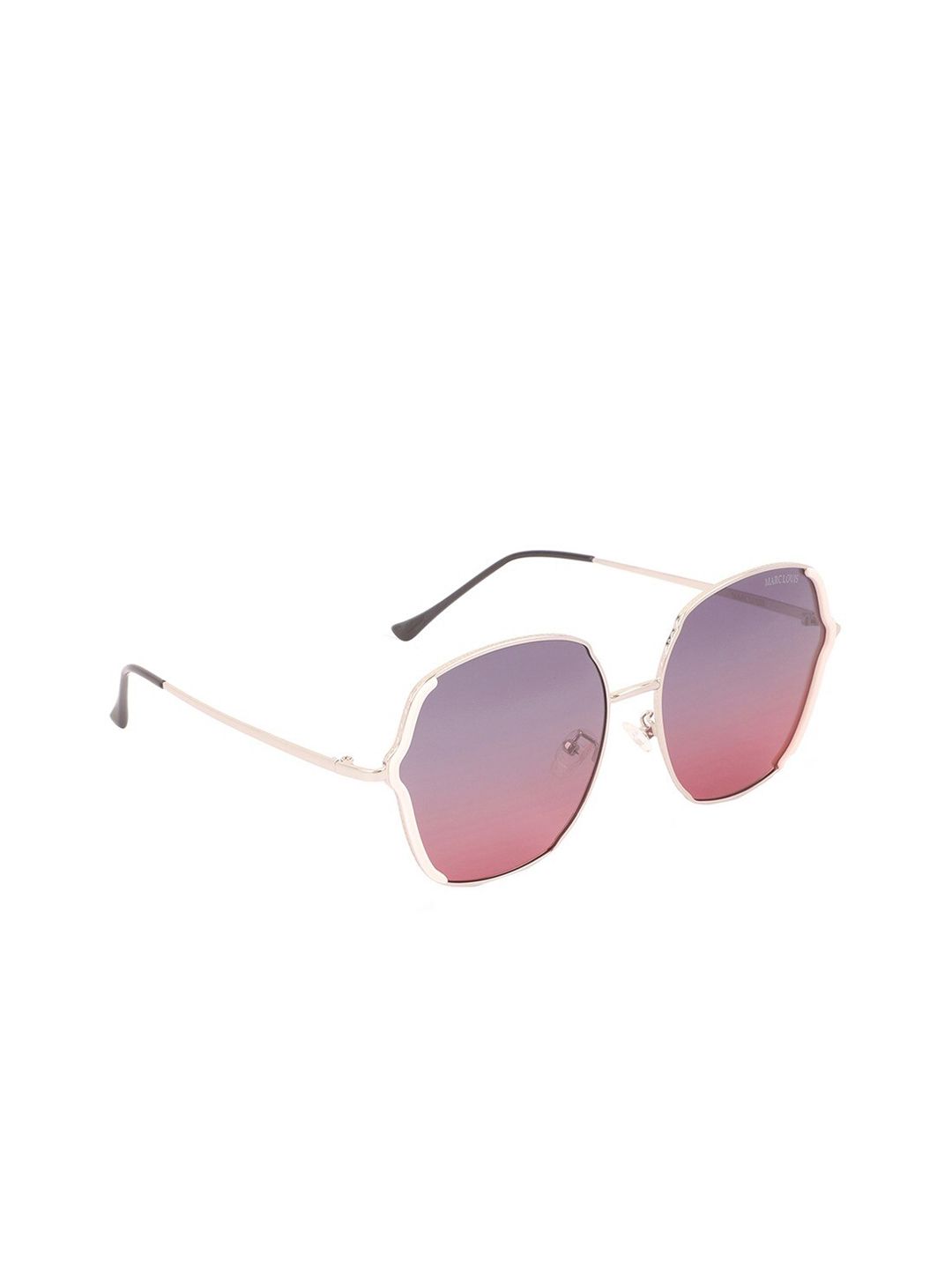 MARC LOUIS Women Pink Lens & Gold-Toned Oval Sunglasses with Polarised Lens Y20226 T31 Price in India