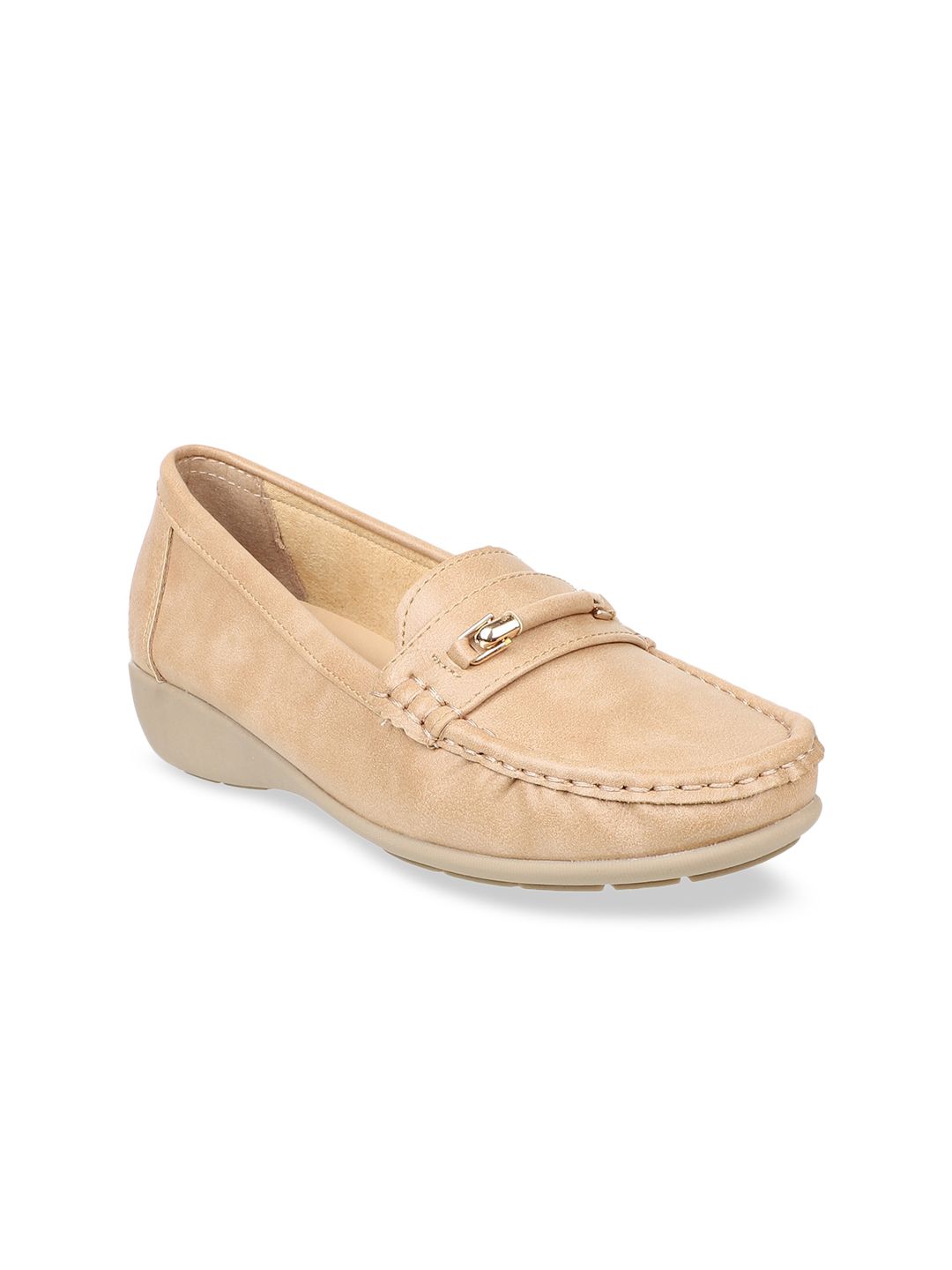 Flat n Heels Women Khaki Loafers Price in India