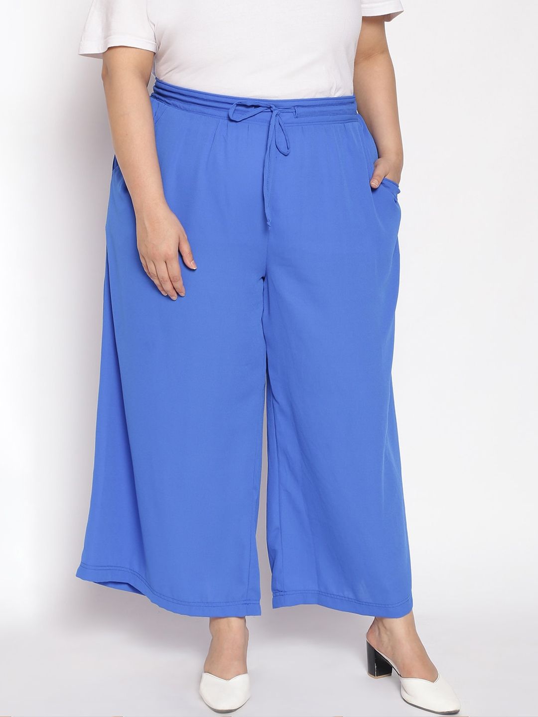 Oxolloxo Women Blue Parallel Trousers Price in India