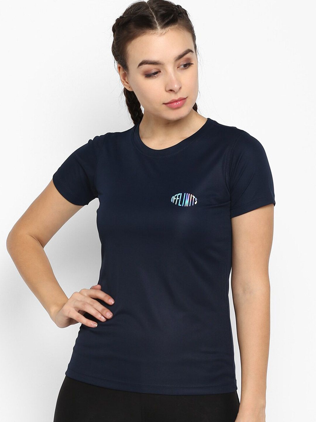 OFF LIMITS Women Navy Blue Slim Fit T-shirt Price in India