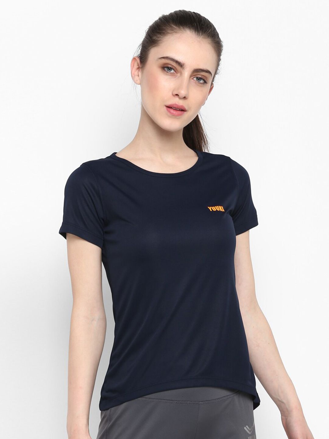 Yuuki Women Navy Blue Slim Fit T-shirt