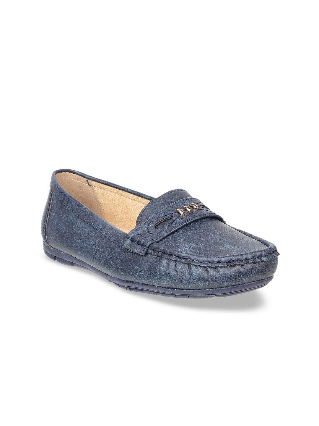 Flat n Heels Women Blue Horsebit Loafers Price in India