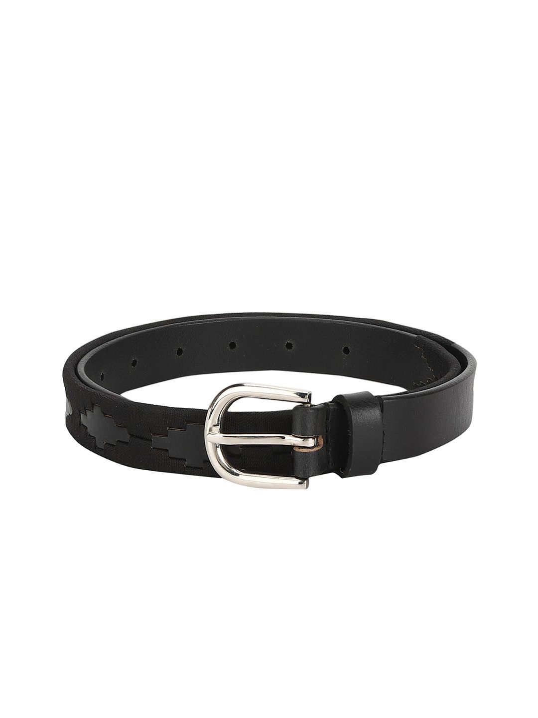 Aditi Wasan Women Black Textured Leather Belt Price in India