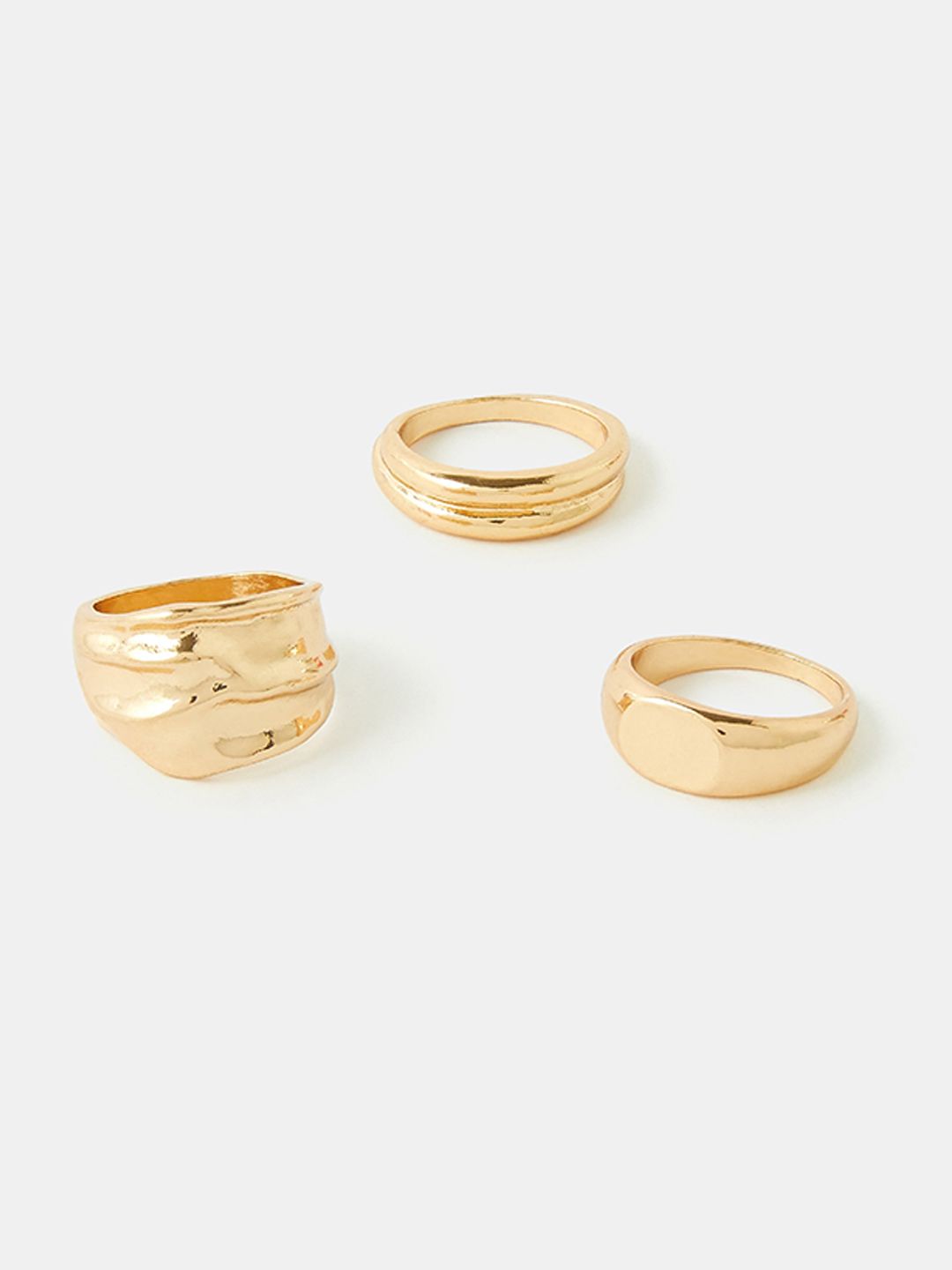 Accessorize Women Set Of 3 Gold-Plated Chunky Finger Rings Price in India