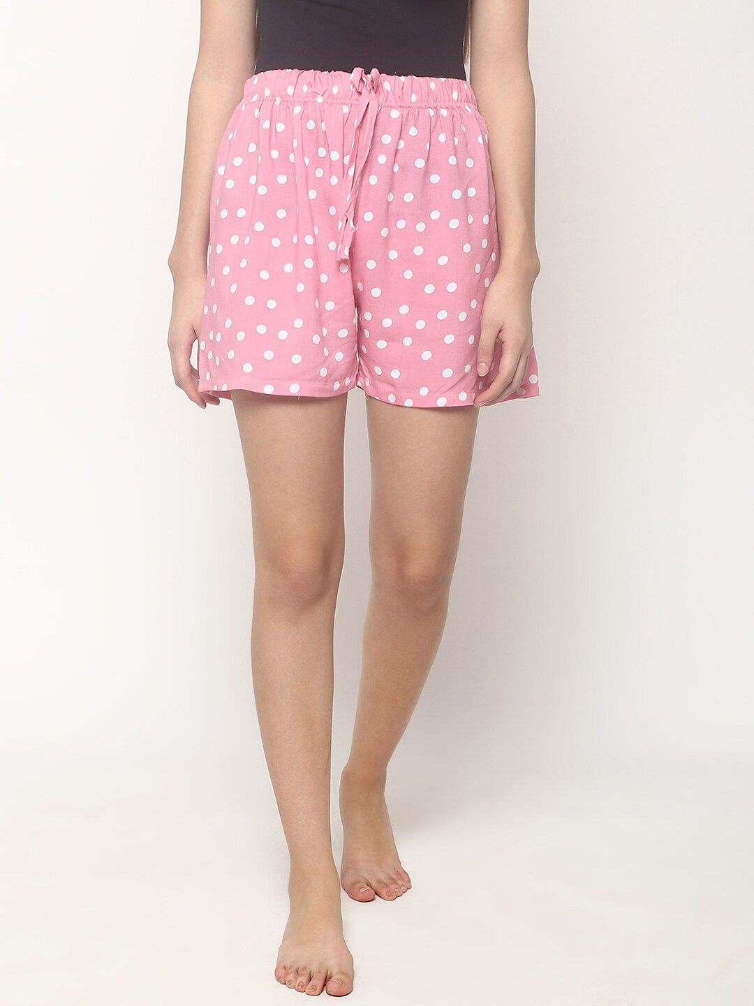 V2 Value & Variety Women Pink & White Printed Lounge Shorts Price in India