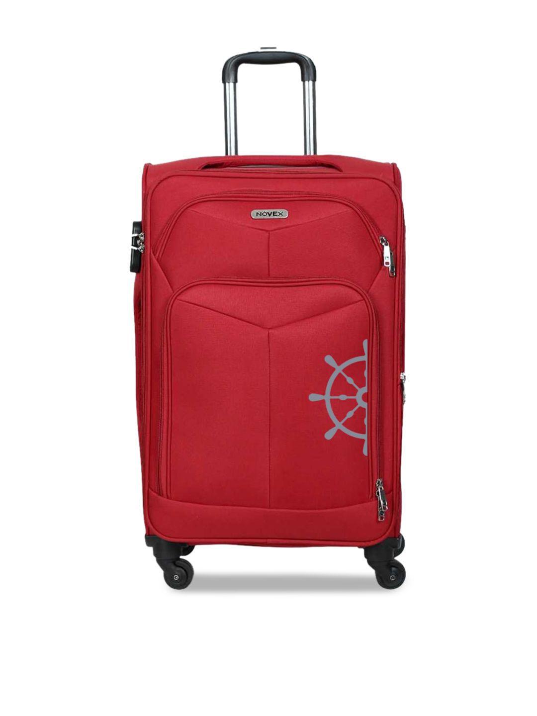 NOVEX Red Printed Soft-Sided Large Trolley Suitcase Price in India