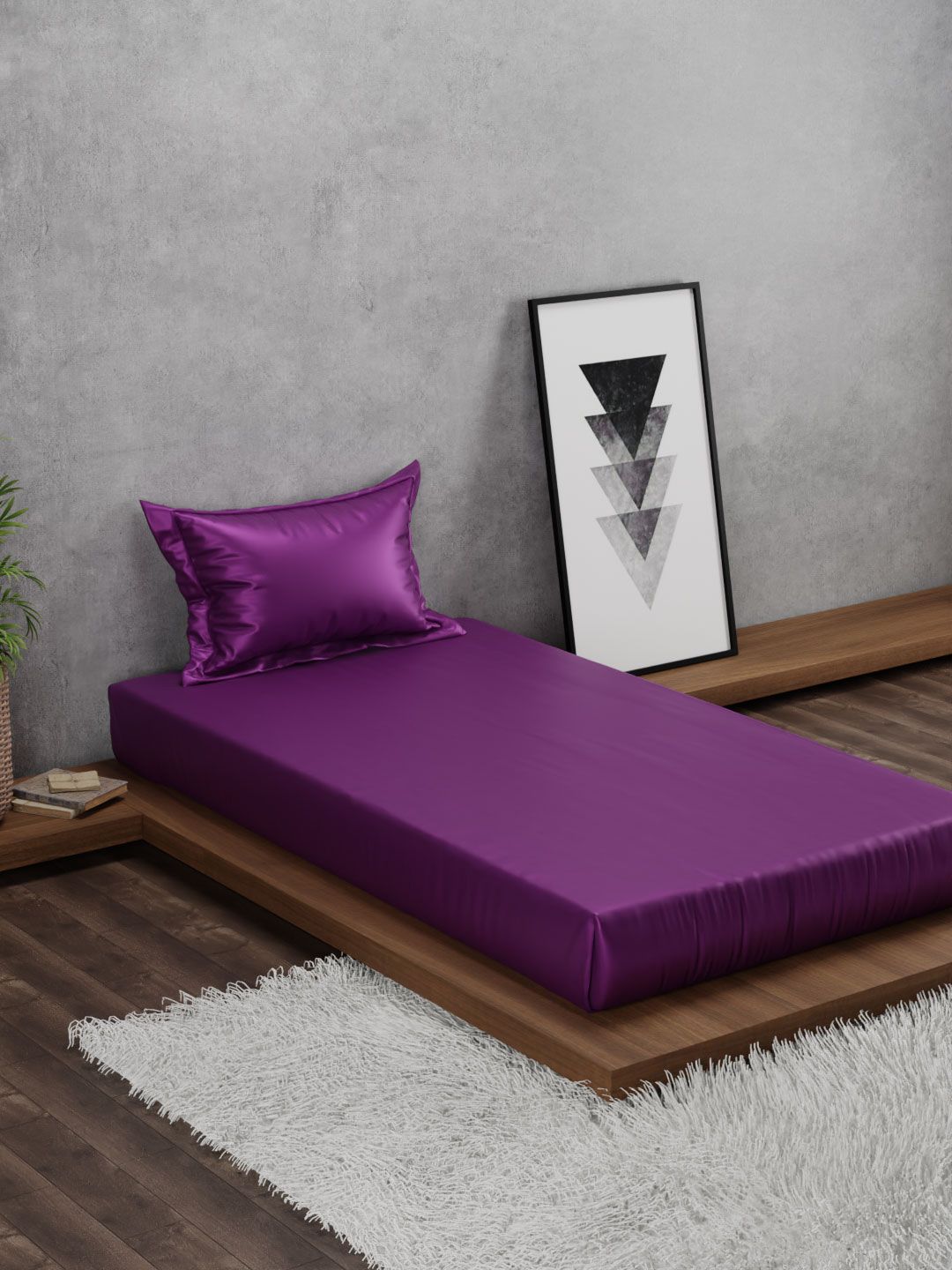Stoa Paris Purple 225 TC Single Bedsheet with 1 Pillow Covers Price in India
