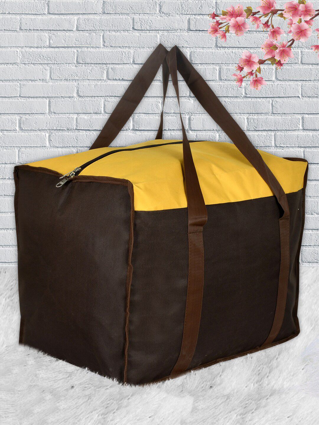 Kuber Industries Brown & Yellow Solid Medium Size Multi-Purpose Storage Bag Price in India