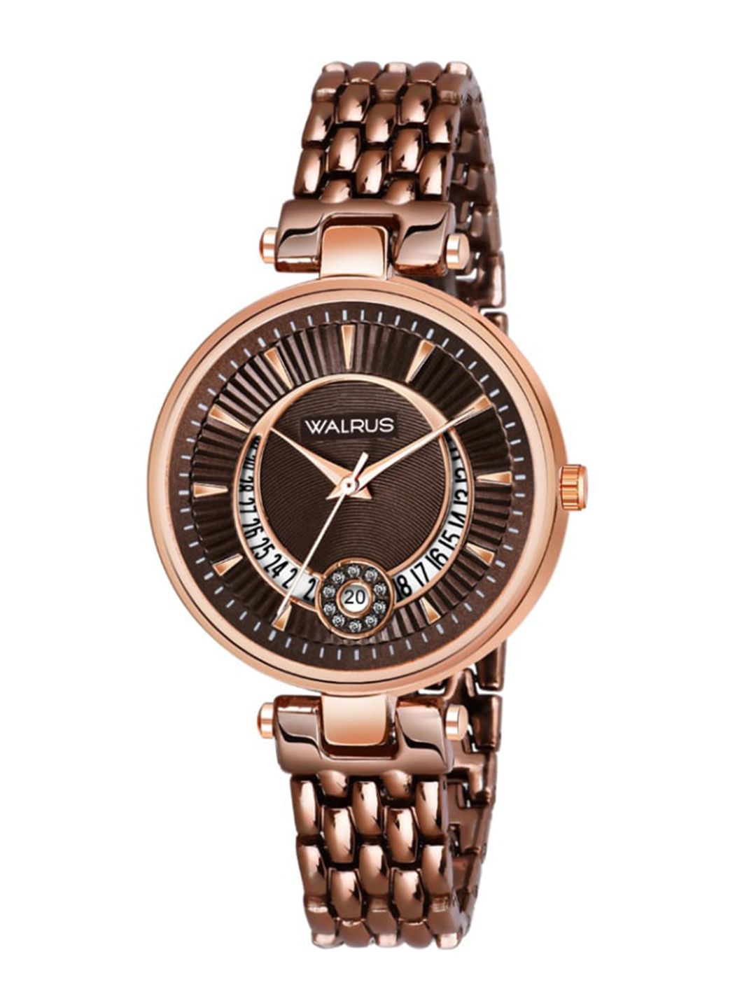 Walrus Women Brown Embellished Dial & Rose Gold Toned Straps Analogue Watch INC-X-090917 Price in India