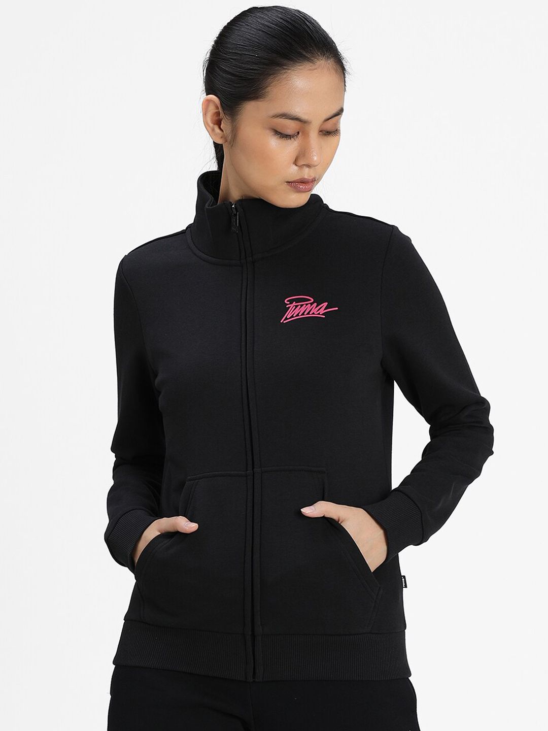 Puma Women Black Sweat Jacket Price in India