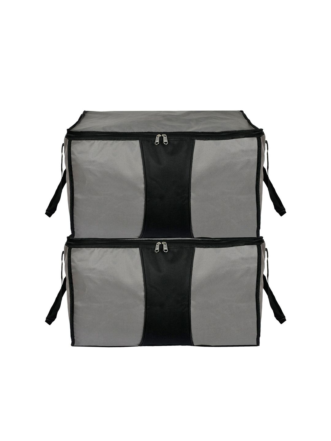 Kuber Industries Set Of 2 Grey & Black Large Size Canvas Multi-Purpose Storage Bag Price in India