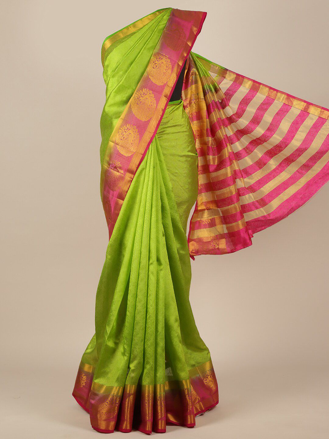 Pothys Green Jute Silk Saree