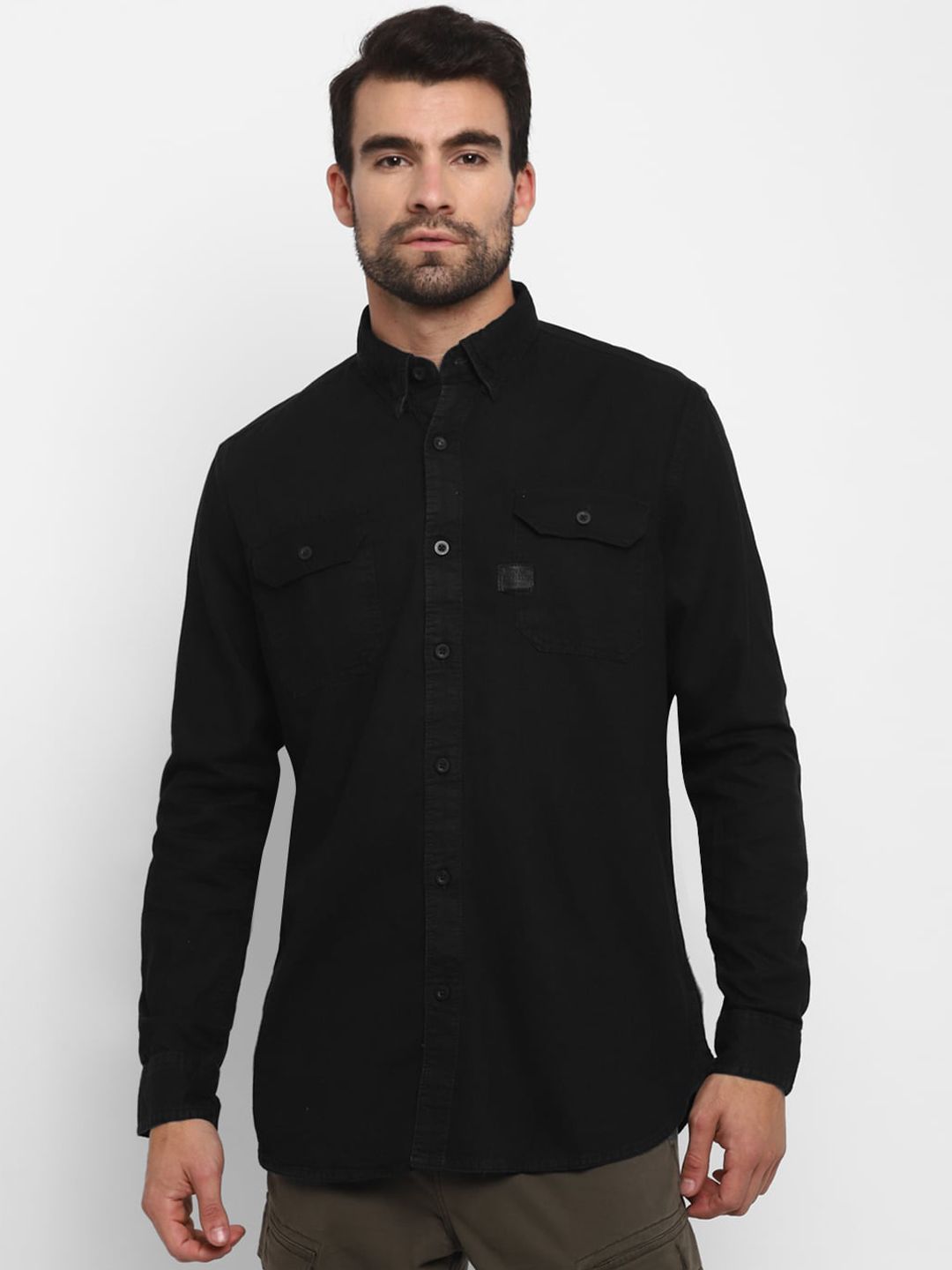 Royal Enfield Men Black Cotton Casual Shirt
