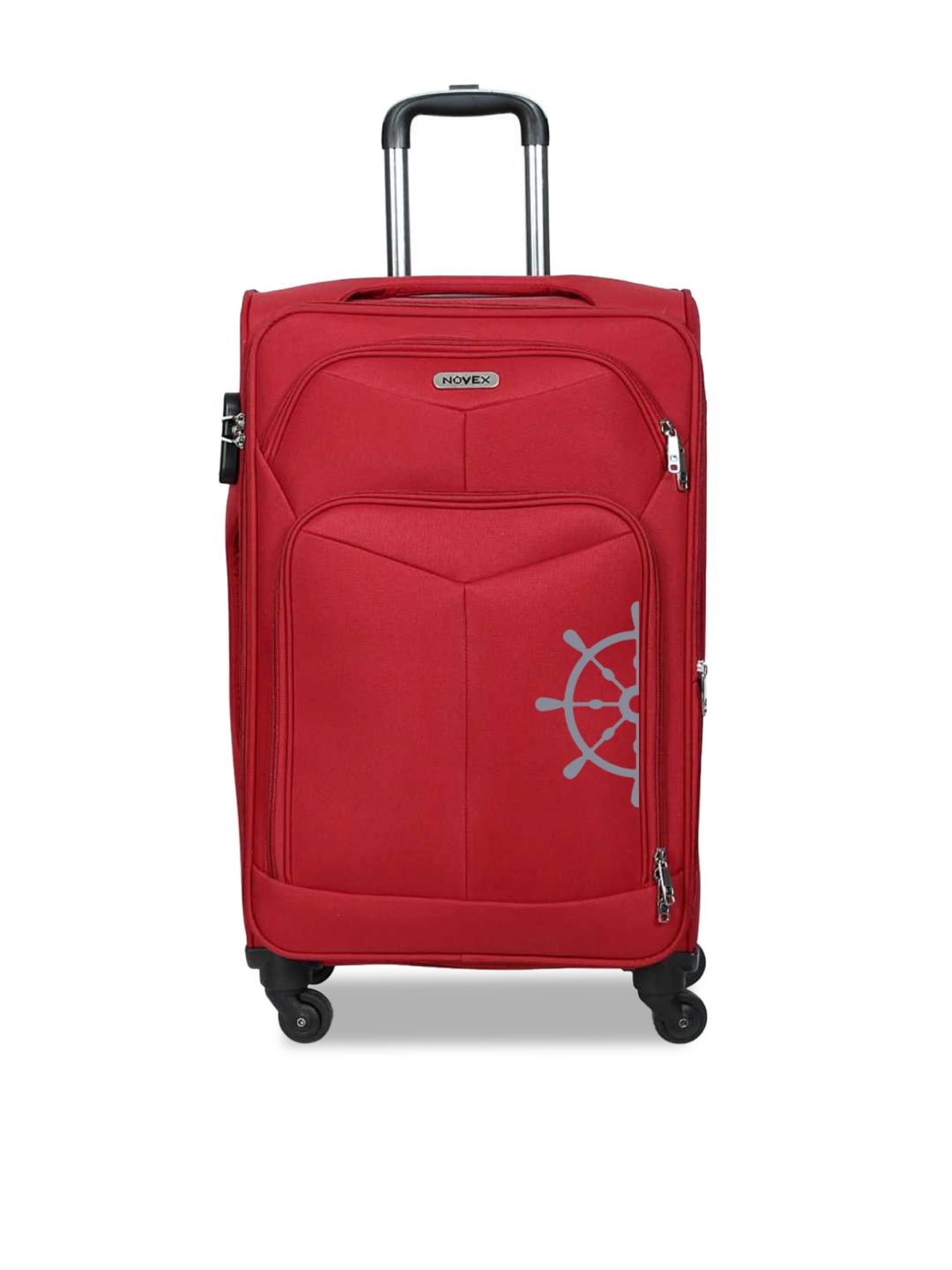 NOVEX Red Solid Soft Sided Trolley Suitcase Price in India