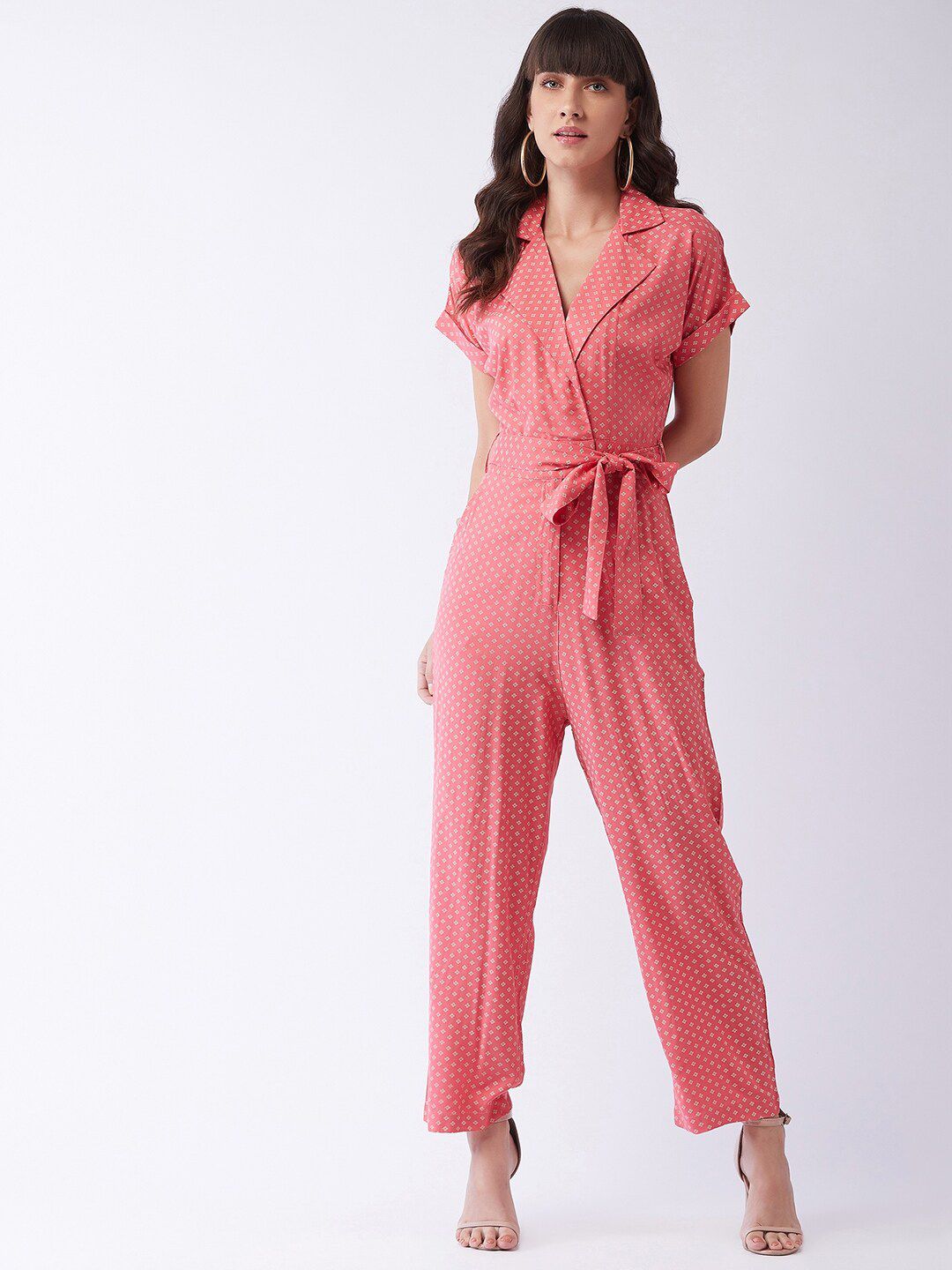 MAGRE Pink Printed Basic Jumpsuit Price in India