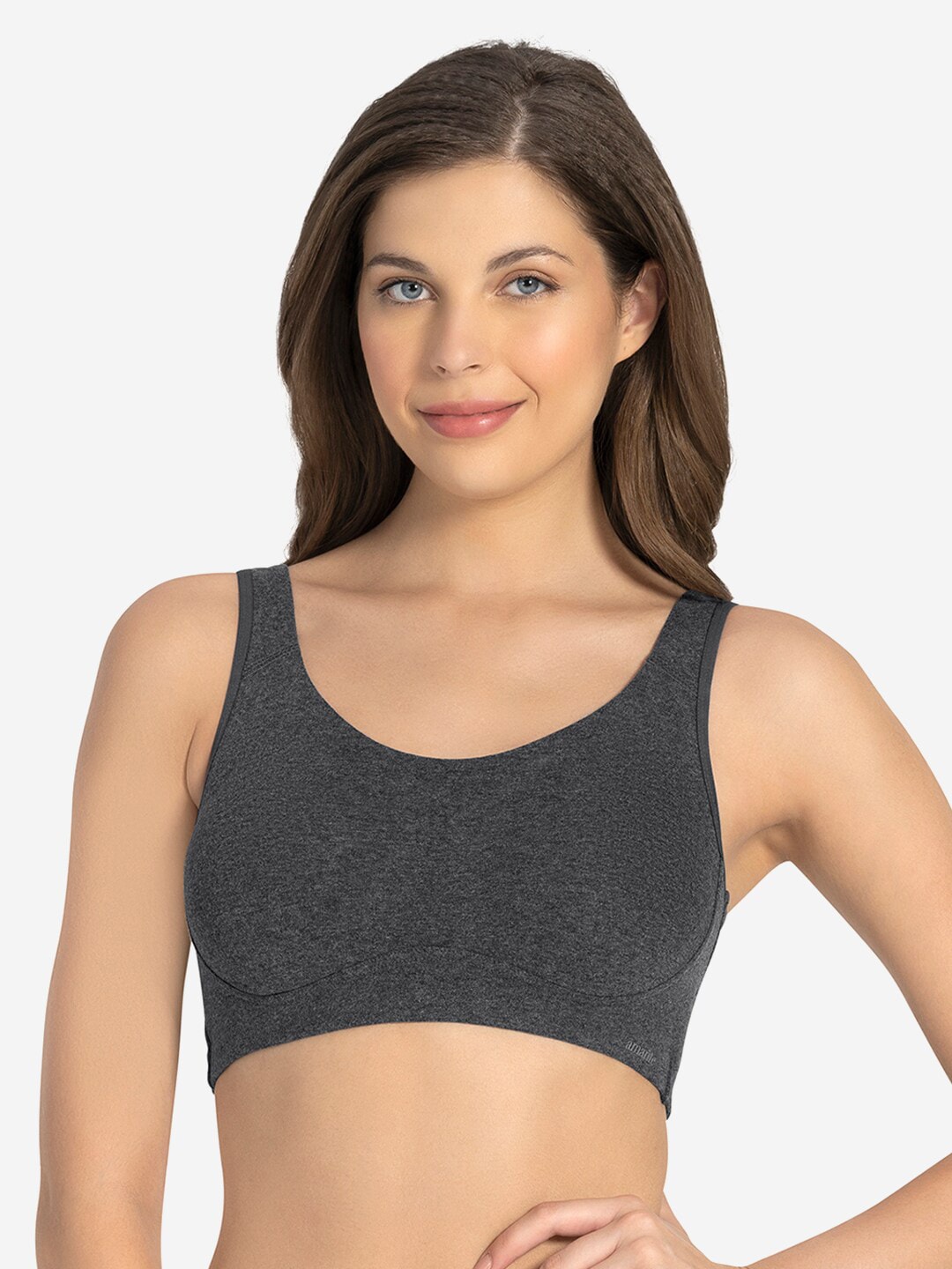 Amante Charcoal Grey Solid Non-Padded Non-Wired Full Coverage Slip on Bra BRA78801 Price in India