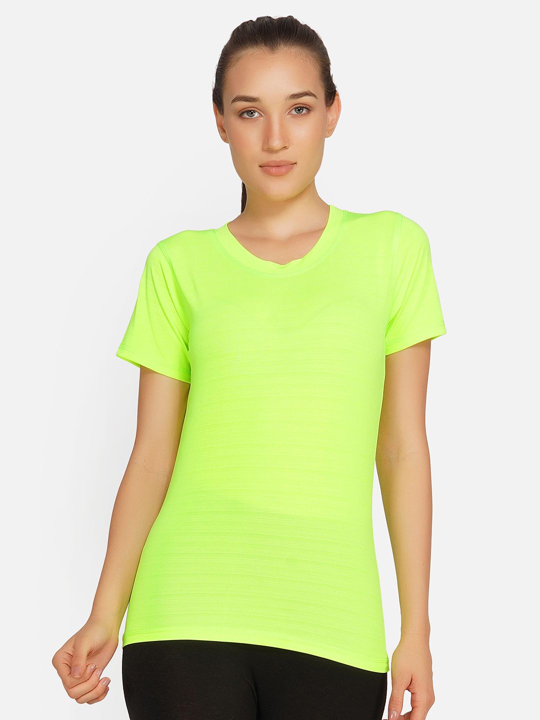 NEU LOOK FASHION Women Lime Green NA V-Neck Raw Edge T-shirt NA