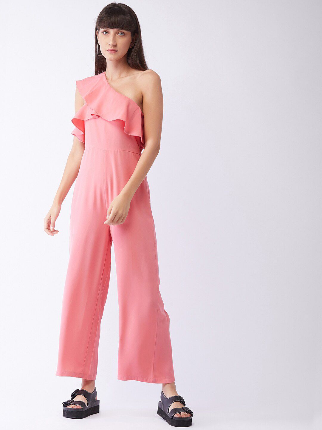 MAGRE Pink Off-Shoulder Basic Jumpsuit Price in India