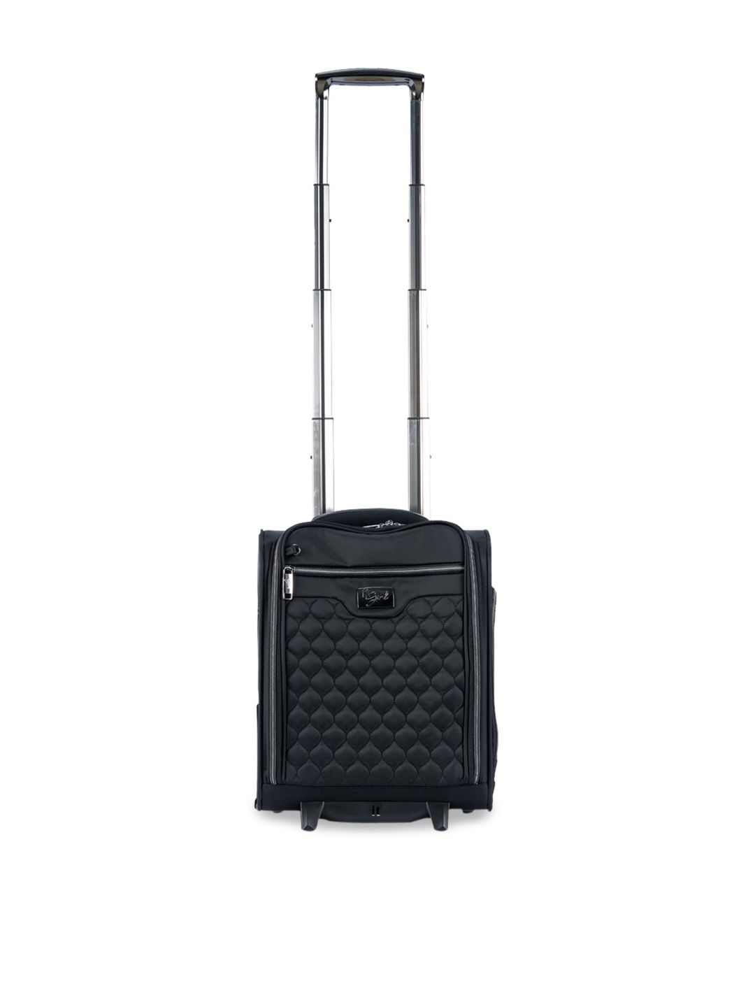 IT luggage Black Self Designed Soft Sided Cabin 25% Expandable 8 Wheel Trolley Suitcase Price in India
